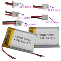XINJ 2pcs 3.7V 470mAh Li-Polymer Li Lithium Battery 582535 JST 2Pin 1.0 1.25  1.5  2.0  2.54mm For GPS Mp4 Car Camera DashCam