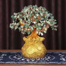 Geld Reichtum Tasche Feng Shui Glücksbaum Natürliche grüne Dongling Jade Kristall Edelstein Baum Kristall Baum