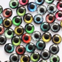 Onebeading 6 mm 8, 10, 12, 14 mm, 16 mm, 18 mm, 20 mm, zufällige gemischte Spielzeuge, Puppen, Auge, runder Glas-Cabochon, flache Rückseite, Fotozubehör, gepaart