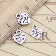 30 pz Charms cuore fatto con amore 12x10mm bronzo tibetano argento pendenti di colore gioielli antichi che fanno mestiere fatto a mano fai da te