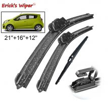 Erick's Wiper Front- und Heckwischerblätter-Set für Chevrolet Spark M300 2009–2015, Windschutzscheibe, Windschutzscheibe, Fenster, 21 Zoll + 16 Zoll + 12 Zoll