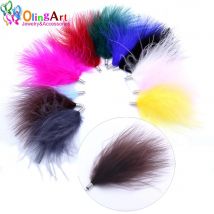 OlingArt Natürliche Türkei Federn 10 teile/los 80MM Mischfarbe Frauen Halskette Ohrringe Quasten DIY Schmuck Machen Zarte Anhänger
