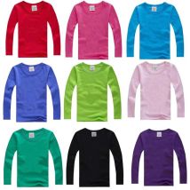 Camisetas de manga larga para niños, Camiseta de algodón de color puro, ropa para niños, Tops para niñas, ropa para bebés, primavera y otoño, 1-15