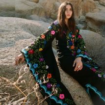 2023 Neuankömmling Frauen mexikanischen Druck Kleid böhmischen Maxi kleid Blumen Vintage-Kleid