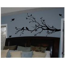 Großer Baumzweig mit 10 Vögeln, Vinyl-Wandaufkleber, DIY, kreative, abnehmbare Wandaufkleber, Wohnzimmer, dekoratives Kunstwandbild für Zuhause