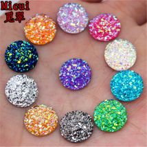Micui 100 stücke Kristall AB 12mm Flatback Harz Gepunktete Runde Strass Cabochon Flache Rückseite Für Hochzeit Taste DIY Dekoration MC24