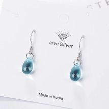 Neue Koreanische Literatur Süße Blau Kristall Wasser Tropfen Ohrringe Für Frauen Pendientes Schmuck Geschenk Brincos SAE482