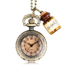 Kleine Taschenuhr Frauen Uhr Drink Me Halskette Anhänger mit Flasche Geburtstag Geschenke für Frauen Mädchen Uhren Drop Shipping