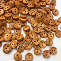 50/100pcs 10 mm Brown 2-holes Round Wooden Buttons sewing Scrapbooking Craft WB625