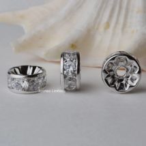 925er Sterlingsilber CZ Rondelle Spacer Perlen, Silber klare Zirkonia lose Perlen für DIY Handwerk Schmuckherstellung