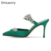 Sexy spitze Zehen-Slingbacks-Pantoletten für Mädchen, 10 cm Stiletto-Absatz, luxuriöse