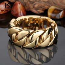 KALEN 316 Edelstahl Italien Goldfarben Armband Herren Schweres Klobiges Gliederkettenarmband Modeschmuck Geschenke
