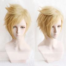 FF15 Final Fantasy XV Prompto Argentum Kurze Leinen Blonde Cosplay Kostüm Perücke Wärme Widerstand Fibre Haar Perücken + Perücke Kappe
