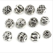 10 Stücke Loch 2mm Tibetischen Silber Hohl Metall Spacer Perlen Zubehör Ball Lose Perlen Charms DIY Handgemachte Armband schmuck Machen