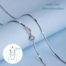 Großhandel reine 925 Sterling Silber klassische Basic-Kette, Gold/Silber 1 mm Schlangenkette Halskette 50 cm, 55 cm, 60 cm feiner S925-Schmuck