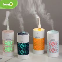 saengQ 250 ml Luftbefeuchter mit LED-Nachtlampe, Mini-Ventilator, Aroma-Diffusor für ätherische Öle, USB-Nebelgerät, Nebelhersteller für Zuhause, Büro, Auto