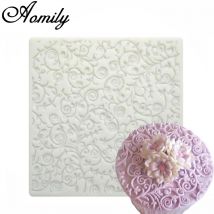 Omily Spitze Blumen Textur Silikon quadratische Matte Pad DIY Kuchen Fondant Dekorieren Form Back geschirr Spitze Form Küche Backwerk zeuge