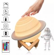 13/16/22cm 3D Print Saturn Night Lamp 16 Colors Remote Touch Control Bedside Lamp Bedroom Decoration Moon Light Children Gifts