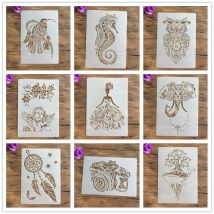A4 29 * 21 cm Tier DIY Schablonen Wandmalerei Sammelalbum Färbung Prägung Album Dekorative Papierkarte Vorlage, Wandschablone