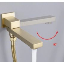 Gebürstetes Gold oder Schwarz Wandmontierter Wasserhahn-Umsteller-Auslauf, quadratisch, Messing,