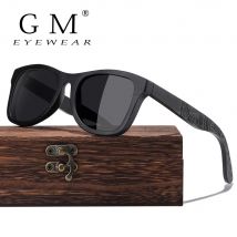 GM Holz Sonnenbrille Männer Marke Designer Polarisierte Fahren Bambus Sonnenbrille Holz Gläser Rahmen Oculos De Sol papier box S1610B