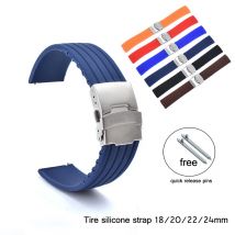 18mm 20mm 22mm 24mm Weiche Silikon Uhr Band Sport Gummi Ersatz Strap Uhr Armband Gürtel Sicherheit metall Schnalle Armband