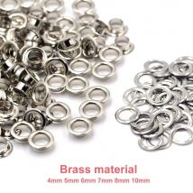 100sets Messing Material Silber Farbe 4mm 5mm 6mm 7mm 8mm 10mm Tülle Öse mit Unterlegscheibe Fit Leder Handwerk Schuhe Gürtel Großhandel