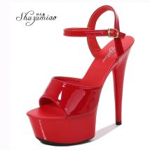 Shuzhumiao Più Il Formato 43 Scarpe Da Donna Classici 15 centimetri Super-Tacchi Alti Sandali Gladiatore Scarpe Femminili Delle Signore Sexy Pompe Pole danza