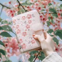 Kinbor A6/A5 Kirschblüten Stickerei Tuch Abdeckung Monatliche Planer Zipper Monate Tagebuch Notebook Persönliche Agenda Planer Blume
