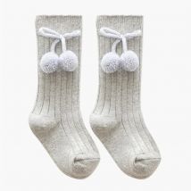 13 Colors Unisex Children Knee High Socks Cherry Ball Toddlers Baby Long Socks For Girls Boys Kid Knitted Sock 0-4Years