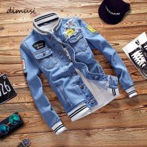 Dimusi Herren Jeans jacken Mode männlich trend ige zerrissene Denim Bomber Mäntel Herren lässig Wind breaker Cowboy Jeans Jacken Kleidung