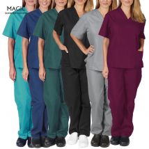 Hohe Qualität Einfarbig Pflege Scrubs Frauen Uniformen Elastizität Pet Klinik Krankenschwester V-ausschnitt Medizinische Arzt Arbeit Kleidung Großhandel