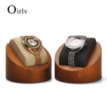 Oirlv Wooden Watch Display Stand with Microfiber Jewelry Display Rack Bracelet Bangle Storage Box Flip Display Box Jewelry
