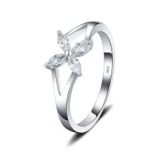 CLUCI 925 Sterling Silver White Cubic Zircon Wedding Ring for Women Valentine Gift Real Silver 925 Bloom Girls Ring DR1064SB