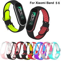 Pasek do Xiaomi Mi Band 5 6 dwukolorowa silikonowa bransoletka sportowy oddychający pasek do Miband
