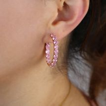 Rosa cz hoop ohrring für mädchen frauen rose gold farbe pinky huggie hoops klassische mode schmuck