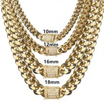 6-18mm breite Edelstahl kubanische Miami Ketten Halsketten cz Zirkon Box Lock große schwere Glieder kette für Männer Hip Hop Rapper Schmuck