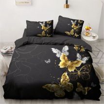 3D Digitaldruck Individuelle Betten Set,Twin Voll Königin König, decke/Quilt/Bettbezug-set Schwarz goldene schmetterling Bettwäsche