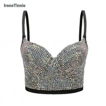 Irene tinnie handgemachte Perlen Juwel Diamant Bralet Frauen Bustier BH Hochzeits feier Nachtclub Korsett kurz geschnittene Weste plus Größe