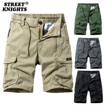 Neue Sommer Einfarbig Mode Baumwolle Casual Reithose Cargo Männer Shorts Männer Atmungsaktiv Schnell Trocknend Multi Tasche Hip Hop Shorts