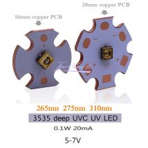 265nm 275nm 310nm UVC LED Lampe perlen 0,1 W 5-7V 16mm /20mm Kupfer PCB tiefe UV licht Sterilisation