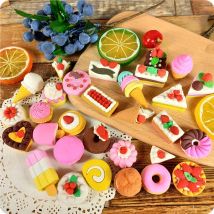 25 Pcs Creative Cake Dessert Snack Eraser Independent Packaging Detachable Rubber Student Prize Stationery Wholesale