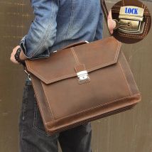 Cartella da lavoro da uomo Luufan con chiusura in vera pelle da uomo 15.6 "borsa per Laptop borsa in pelle bovina uomo medico avvocato borsa per Computer Tote