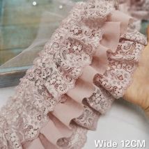 12 cm breit, drei Schichten, 3D-Spitzenbesatz, Chiffon, plissierter Stoff, besticktes Band, Rock, Sofa, Vorhänge, Kleidungsstück, Patchwork-Dekoration