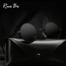 RUOBO Retro Polarisierte Runde Metall Rahmen Sonnenbrille Brillen Für Männer und Frauen Fahren Angeln Marke Designer Sonnenbrille UV400