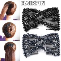 Double Row Combs Magic Twist Elastic Beads Hair Side Combs Pearl Hairpin Stretcher Hairstyle Clip Hair Accessories For Women