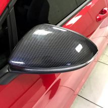 2 Stück für VW Golf MK7 7.5 GTI 7 7R Spiegelabdeckungen, Kappen, Rückspiegel-Hülle, Carbon-Look, helles Schwarz, matte Chromabdeckung
