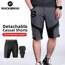 ROCKBROS-pantalones cortos de ciclismo para hombre, Shorts transpirables de secado rápido de doble capa para deportes al aire libre, montaña y carretera, para verano