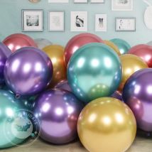 5-30pcs/lot Chrome Metal Balloon Large Latex Balloons Gold Silver Green Birthday Party Wedding