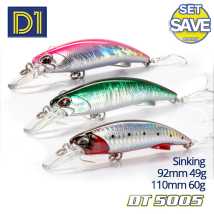 D1 Meeresangeln, schwerer sinkender Köder, 92 mm, 49 g, 110 mm, 60 g, Jerk-Minnow-Köder zum Angeln, Thunfisch, Vorderfisch und Delphinfisch, Tiefe 1,5–4,0 m